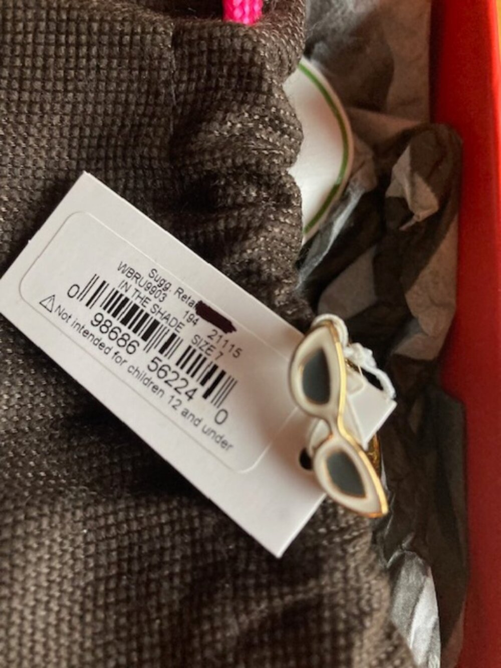 2015 Kate Spade Sunglasses Ring Brad Goreski Gold Plated size 7 "New In Box" - Picture 3 of 4